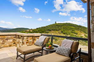 Balcony with a mountain view