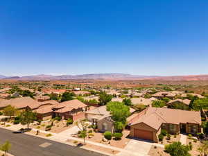 View of mountain background with nearby suburban area