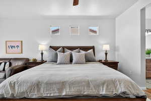 Bedroom featuring a ceiling fan