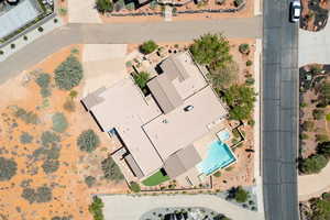 Drone / aerial view of a pool area