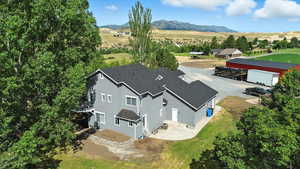 Aerial view of a mountainous background