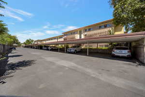 View of covered parking lot