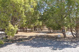 View of yard featuring fence