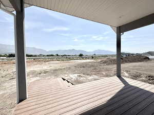 Deck featuring a mountain view