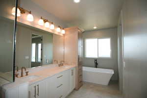 Master Bathroom, with oversized tub, Linen Pantry and dual sinks and great storage