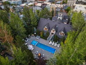 Aerial view of a pool area