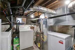 Utility room with washer and clothes dryer