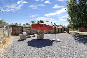 View of fenced backyard