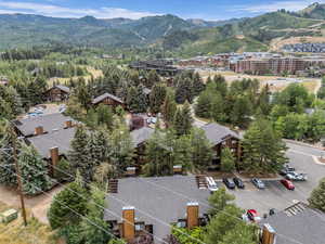 Drone / aerial view of a mountain backdrop