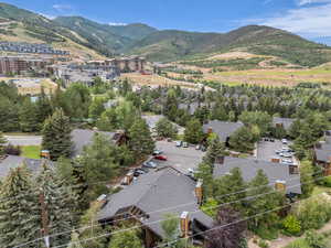 Bird's eye view of a mountainous background