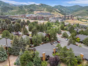 Aerial view of a mountain backdrop