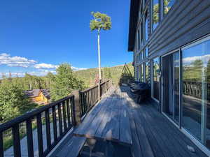Wooden deck with area for grilling