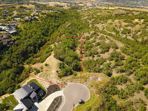 Aerial overview of property's location with property boundaries highlighted