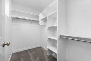 Walk in closet featuring carpet