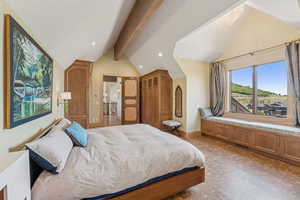 Bedroom featuring tile patterned floors and recessed lighting