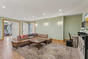 Living room with recessed lighting