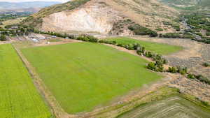 Aerial view of sparsely populated area featuring mountains