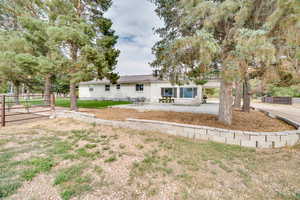 Rear view of house featuring crawl space and a patio