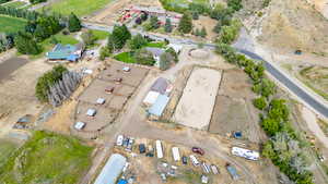 Aerial overview of property's location with rural landscape
