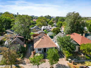 Aerial view of residential area and front of the house.  You can see the tip of the Capitol off to the left
