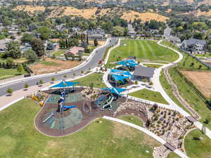 Aerial perspective of suburban area