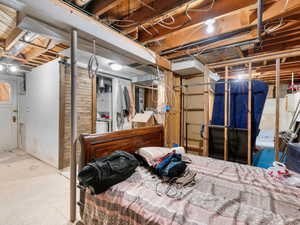Basement with tile patterned floors