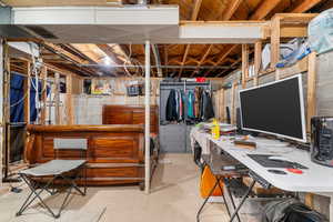 Unfinished basement featuring tile patterned floors