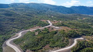 Drone / aerial view of a mountainous background