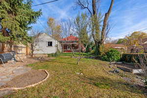 View of yard with a deck