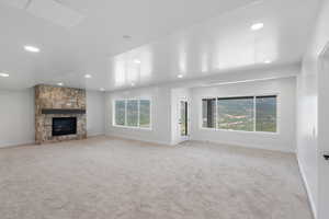 Large bright spacious family room with plenty of room for a pool or ping pong table and a nice sized sectional