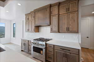 Upgraded painted cabinets and fancy stove/oven