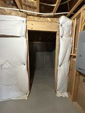 Basement featuring electric panel