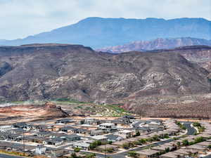 View of mountain backdrop with nearby suburban area