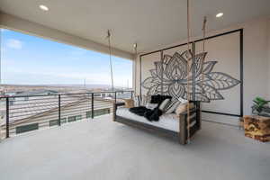 Bedroom with recessed lighting