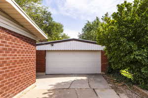 View of detached garage