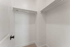 Walk in closet featuring carpet