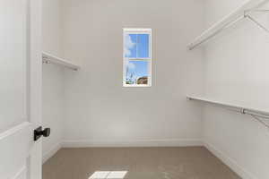 Walk in closet with carpet