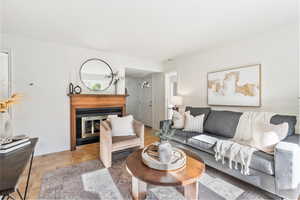 Living room with gas fireplace