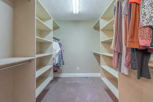 Walk in closet featuring carpet flooring