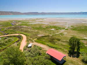 Drone / aerial view of a water and mountain view
