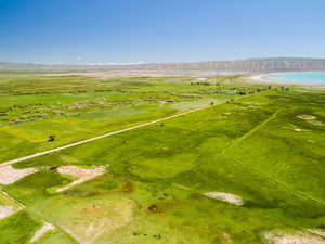 Drone / aerial view of a mountainous background