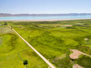 Bird's eye view of a water and mountain view