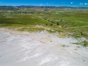 Aerial view of sparsely populated area featuring mountains
