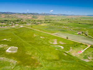 Aerial view of a mountain backdrop