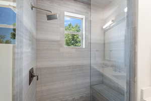 Full bathroom with tiled shower
