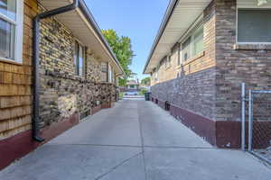 View of home's exterior featuring brick siding