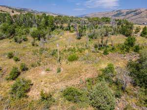Overview of rural landscape featuring mountains