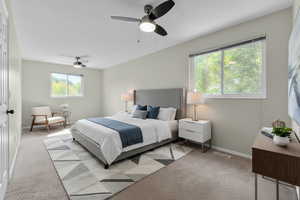 Virtually staged Master Bedroom