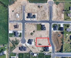 Aerial view of property's location with property boundaries highlighted