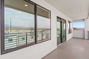 Balcony with a mountain view